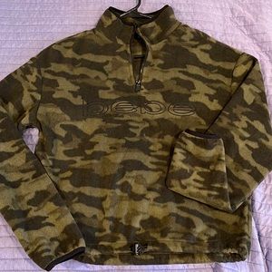 Bebe Fleece Camo print  3/4 cropped sweatshirt
